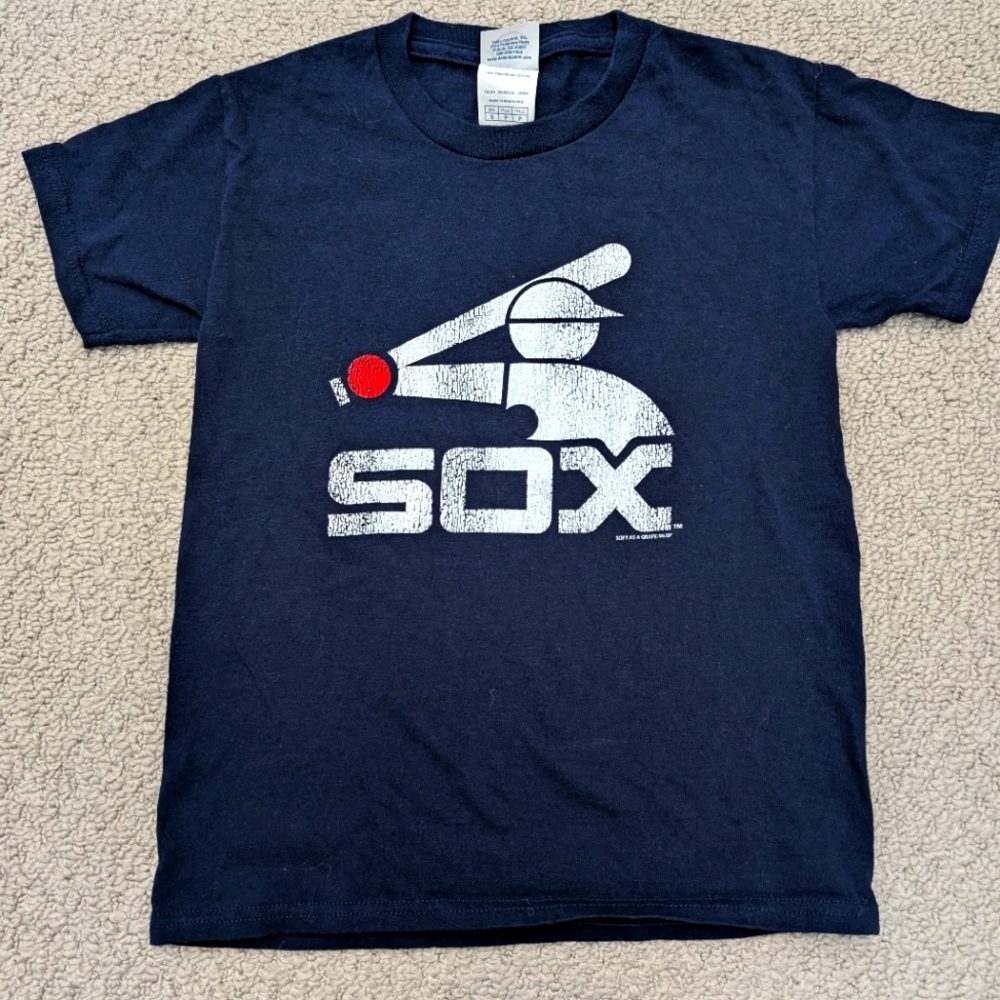 MLB Chicago White Sox retro tee navy kids small 80s logo